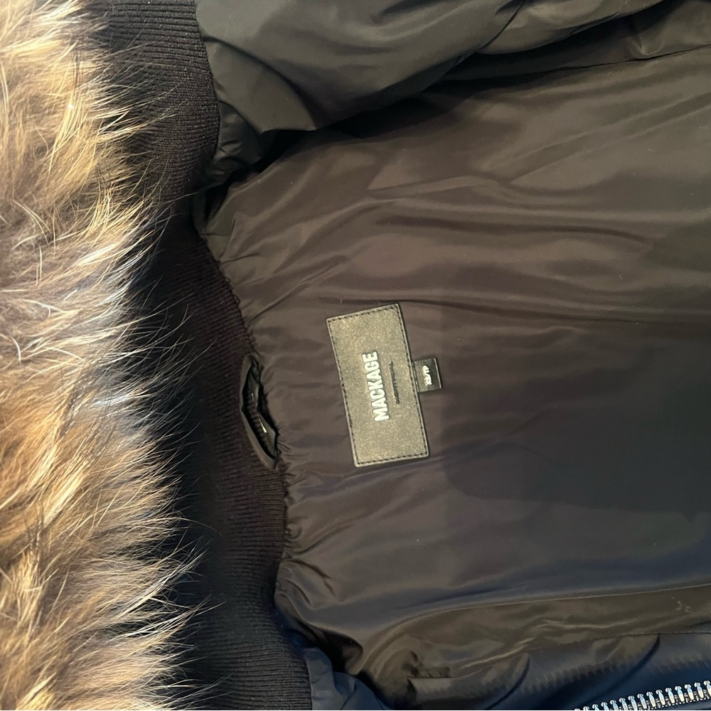 Black Puffer Coat with Faux Fur Hood - Picture 4 of 7